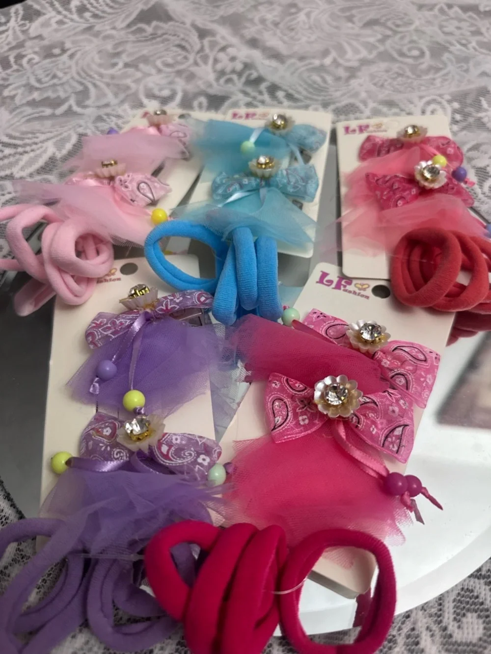 Girls Hair Accessories Set 🎀 5pc Bows & Elastic Hair Ties Cute